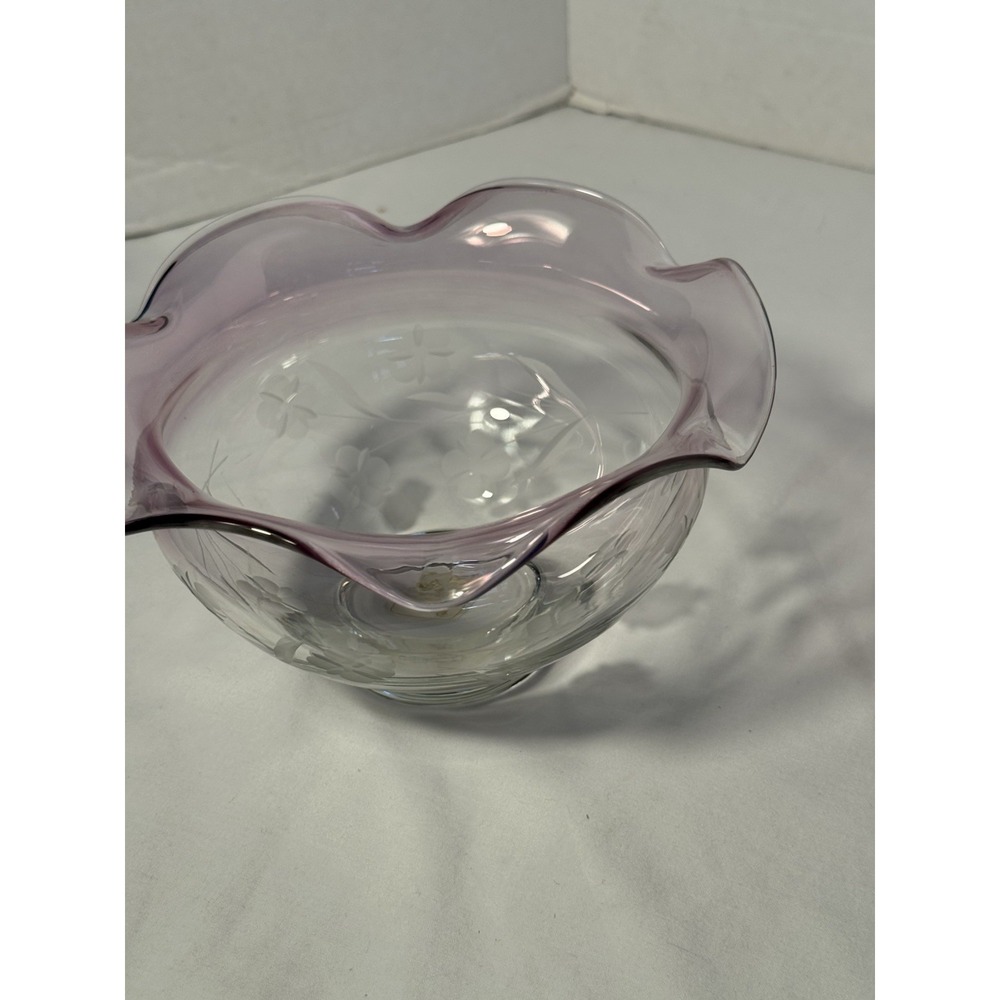 Lenox Floral‎ Etched Spirit 7" Round Bowl Amethyst Crystal  2003